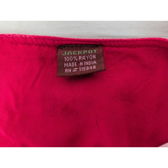 Jackpot Kaftan Womens One Size Red & White Batik Batwing Sleeve Embroidered Boho - Picture 2 of 10